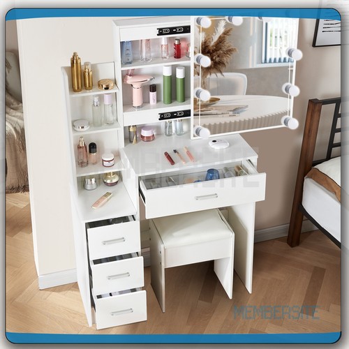 Vanity set with sliding mirror - vanity,