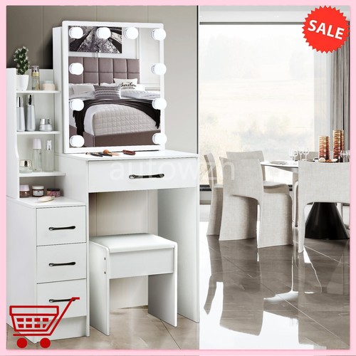 White vanity makeup - vanity, table