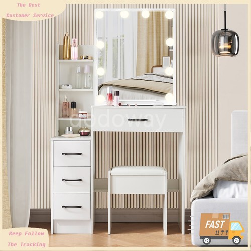 White makeup vanity table - white, set