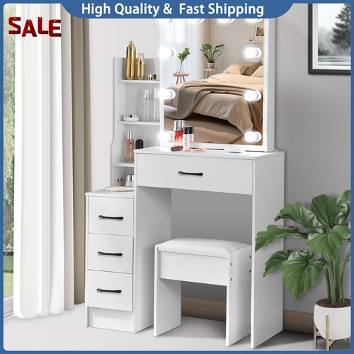 White dressing table with led - table,