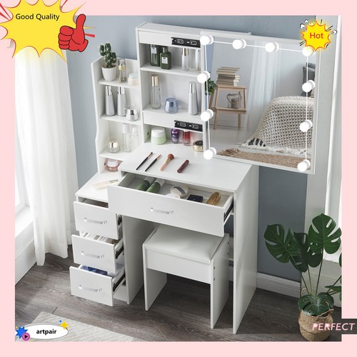 White makeup vanity table - white,