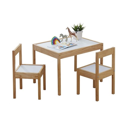 Wood piece table chairs - 3,