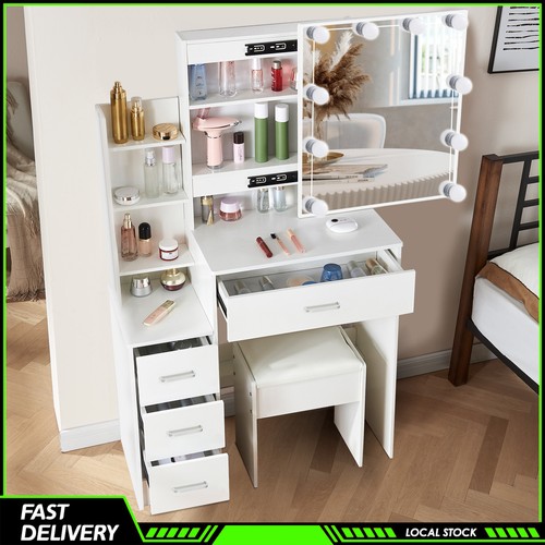 White makeup vanity desk - white, with